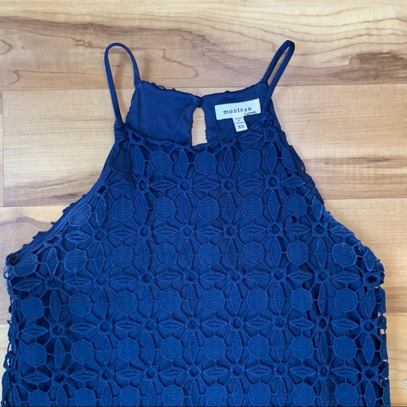 Monteau Women’s High Neck Crochet Overlay Dress, Size XS - Picture 5 of 11